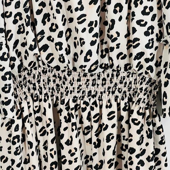 Le Gali Flounce Dress Animal Print Chiffon Off Shoulder Size L - Picture 6 of 9